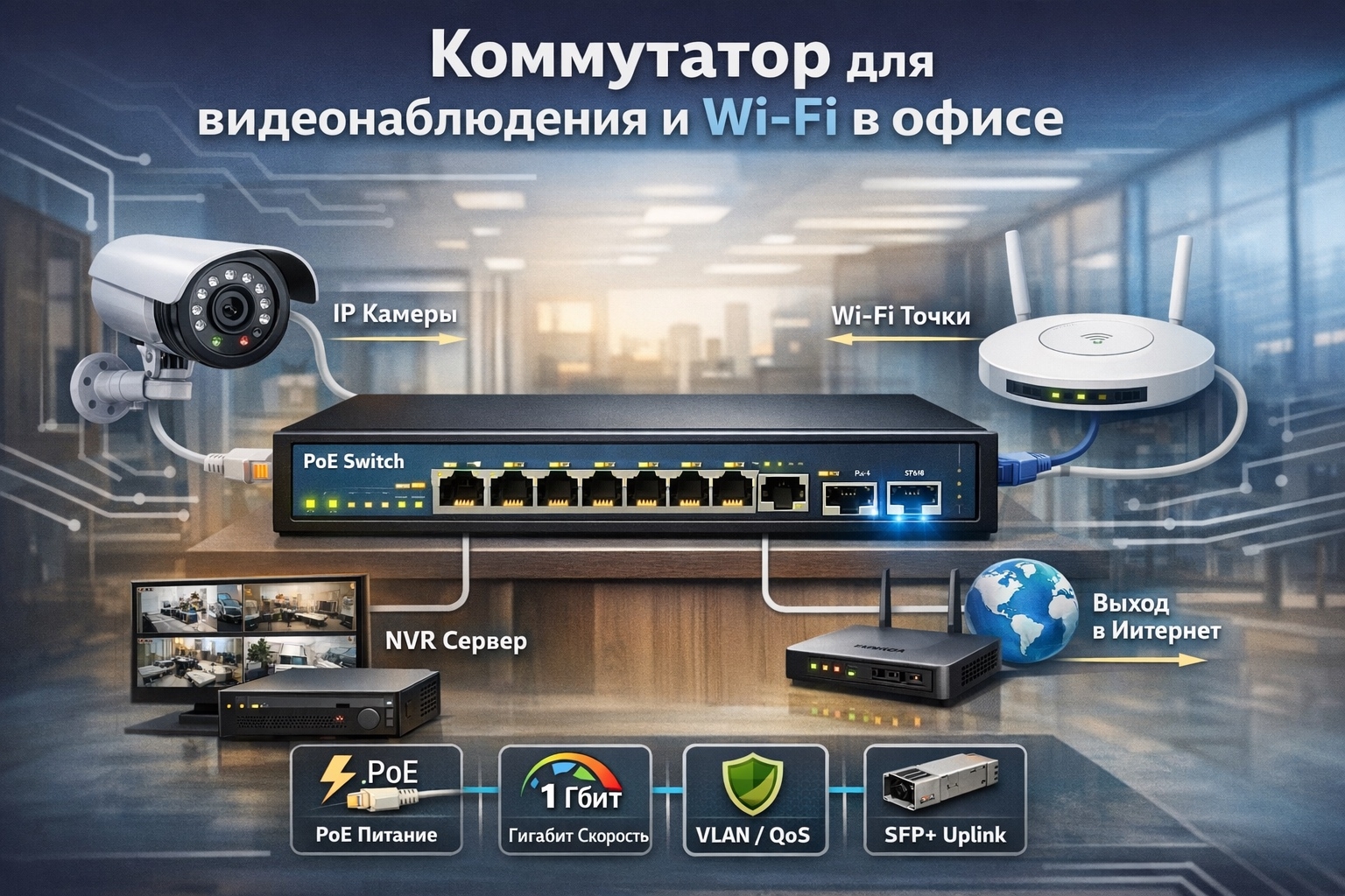 Как выбрать коммутатор для видеонаблюдения и Wi-Fi в офисе